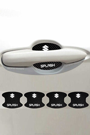 Suzuki Splash Karbon Desenli Kapı İç Kısmı Çizik Koruma Folyo Seti - 4 Parça Splash Yazılı