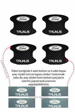 Ford Taunus Modeli İçin Karbon Desenli Kapı İçi Çizik Koruyucu 4 Parçalı Folyo Takımı Taunus Yazılı