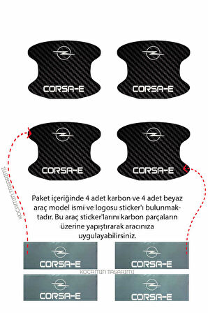 Opel Corsa-e Modeline Özel 4 Adet Karbon Desenli Çizik Önleyici Kapı İçi Folyo Takımı Corsa-e Yazılı