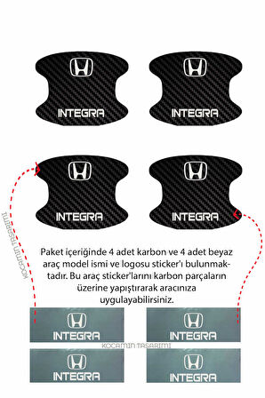 Honda Integra Karbon Desenli Kapı İçi Çizik Önleyici ve Şık Görünüm Folyo Koruma Takımı Integra Yazılı