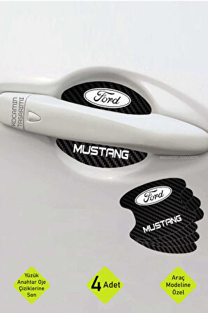 Karbon Kaplama Ford Mustang Kapı Çukuru Çizik Önleyici Şık Folyo Koruma Seti Mustang Yazılı