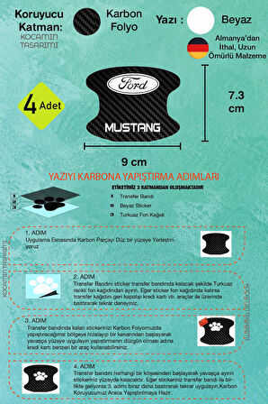 Karbon Kaplama Ford Mustang Kapı Çukuru Çizik Önleyici Şık Folyo Koruma Seti Mustang Yazılı
