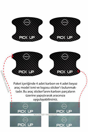Karbon Desenli Nissan Pick Up Kapı İçi Çizik Önleyici ve Şık Tasarım Folyo Koruma Seti Pick Up Yazılı
