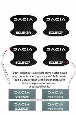 Dacia Solenza İç Kapı Çukuru Çizik Önleyici Karbon Desenli Özel Koruma Folyo Seti Solenza Yazılı