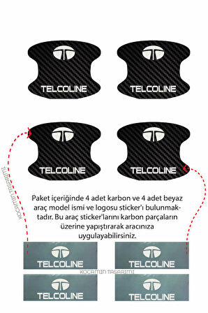 Tata Telcoline İçin Özel Tasarım Karbon Kaplama Kapı İçi Çizik Önleyici Şık Folyo Seti Telcoline Yazılı