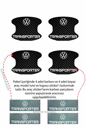 Volkswagen Transporter Modeline Uygun Karbon Kapı İçi Çizilme Önleyici ve Şık Tasarım Folyo Seti Transporter Yazılı