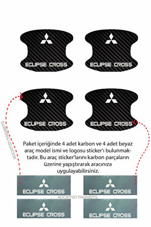 Mitsubishi Eclipse Cross İçin Karbon Çizik Önleyici Özel Tasarım Şık Kapı İçi Folyo Seti Eclipse Cross Yazılı