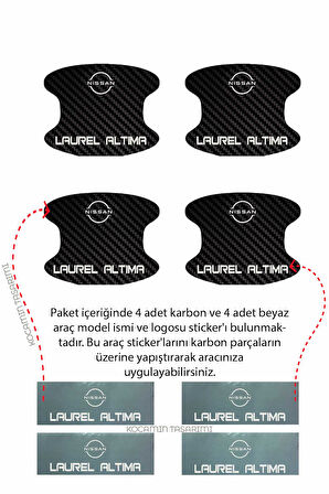 Nissan Laurel Altima İçin Özel Tasarım Karbon Kaplama Kapı İçi Çizik Önleyici Şık Folyo Seti Laurel Altima Yazılı