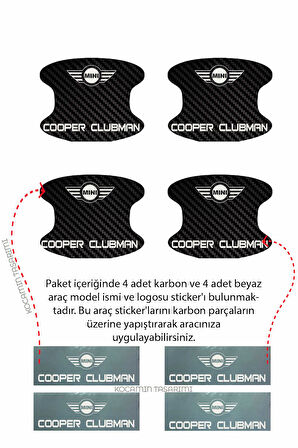 MINI Cooper Clubman Modeline Uygun Karbon Kapı İçi Çizilme Önleyici ve Şık Tasarım Folyo Seti Cooper Clubman Yazılı