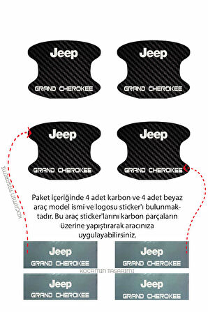 Jeep Grand Cherokee Kapı İçi Çukur Bölgeleri İçin Karbon Desenli Çizik Koruma Folyo Takımı Grand Cherokee Yazılı