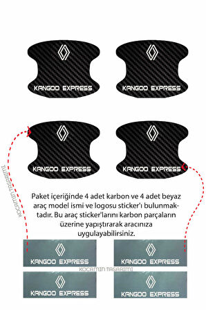 Karbon Desenli Renault Kangoo Express Modeline Uygun Kapı İçi Çizik Koruma ve Estetik Folyo Takımı Kangoo Express Yazılı