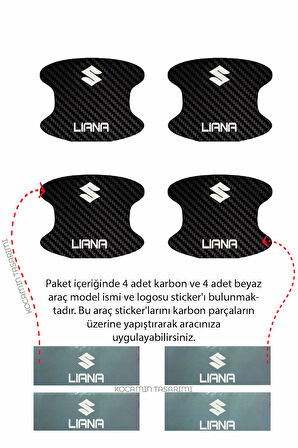 Suzuki Liana İç Kapı Çukuru Çizik Önleyici Karbon Desenli Özel Koruma Folyo Seti Liana Yazılı