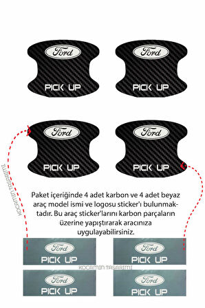 Ford Pick Up Karbon Desenli Kapı İçi Çizik Önleyici ve Şık Görünüm Folyo Koruma Takımı Pick Up Yazılı