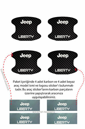 Jeep Liberty İçin Özel Tasarım Karbon Kaplama Kapı İçi Çizik Önleyici Şık Folyo Seti Liberty Yazılı