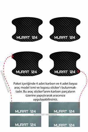 Tofaş Murat 124 Kapı İçi Karbon Desenli Estetik ve Koruyucu Çizik Önleyici Folyo Takımı Murat 124 Yazılı