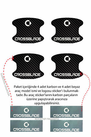 Karbon Desenli Smart Crossblade Kapı İçi Çizik Önleyici ve Şık Tasarım Folyo Koruma Seti Crossblade Yazılı