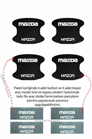Mazda Premium İçin Özel Tasarım Karbon Kaplama Kapı İçi Çizik Önleyici Şık Folyo Seti Premium Yazılı