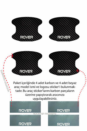Rover Tasarımlı Modeline Uygun Karbon Kapı İçi Çizilme Önleyici ve Şık Tasarım Folyo Seti Tasarımlı Yazılı