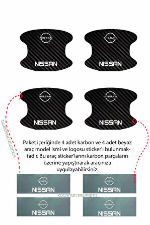 Nissan Standart Karbon Desenli Kapı İçi Çizik Önleyici ve Şık Görünüm Folyo Koruma Takımı Standart Yazılı