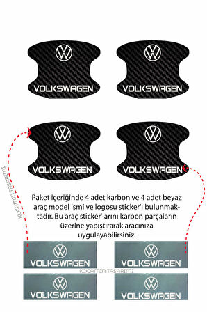 Karbon Desenli Volkswagen Universal Modeline Uygun Kapı İçi Çizik Koruma ve Estetik Folyo Takımı Universal Yazılı