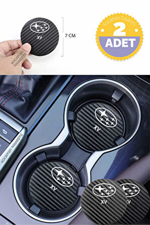 Subaru XV Siyah Karbon 7 cm Bardak Altlığı Subaru XV Özel Dayanıklı ve Şık Tasarım 2 Adet