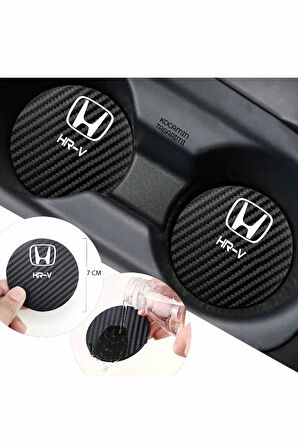 Honda HR-V Siyah Karbon Araç Bardak Altlığı Honda Logolu HR-V 7 cm Dayanıklı Özel Tasarım 2 Adet
