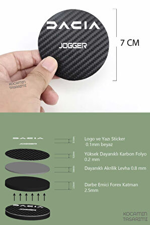 Karbon Desenli Dacia Jogger Bardak Altlığı Dacia Jogger İç Mekanı İçin Spor 7 cm Tasarımı 2 Adet