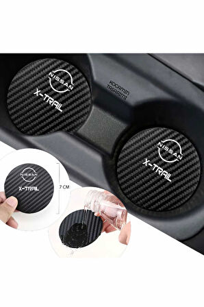 Nissan X-Trail Modeline Uygun Karbon Araç Bardak Altlığı 2 Adet Nissan X-Trail İç Mekanı İçin Şık 7 cm Tasarım