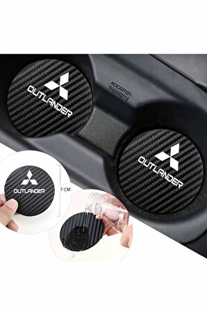 Karbon Desenli Mitsubishi Outlander Bardak Altlığı Mitsubishi Outlander İç Mekanı İçin Spor 7 cm Tasarımı 2 Adet