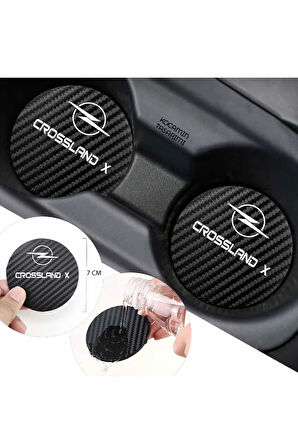 Opel Crossland X Otomobil İçin Siyah Karbon Bardak Altlığı Opel Crossland X İçin Dayanıklı ve Şık 7 cm Tasarım 2 Adet