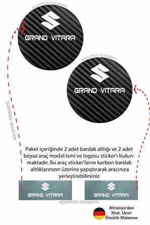 Suzuki Grand Vitara Aracınıza Karbon Desenli Araç Bardak Altlığı Suzuki Grand Vitara İç Mekanı İçin 7 cm Şık Tasarım 2 Adet