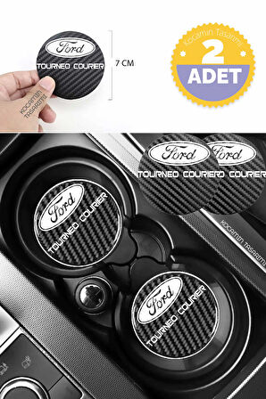 Ford Tourneo Courier Modeline Özel Siyah Karbon Bardak Altlığı Ford Armali Tourneo Courier 2 Adet 7 cm Spor Şıklığı İçin