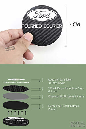 Ford Tourneo Courier Modeline Özel Siyah Karbon Bardak Altlığı Ford Armali Tourneo Courier 2 Adet 7 cm Spor Şıklığı İçin