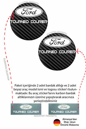 Ford Tourneo Courier Modeline Özel Siyah Karbon Bardak Altlığı Ford Armali Tourneo Courier 2 Adet 7 cm Spor Şıklığı İçin