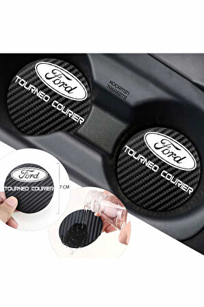 Ford Tourneo Courier Modeline Özel Siyah Karbon Bardak Altlığı Ford Armali Tourneo Courier 2 Adet 7 cm Spor Şıklığı İçin