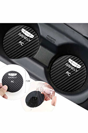 Geely Fc Modeline Özel Siyah Karbon Bardak Altlığı Geely Armali Fc 2 Adet 7 cm Spor Şıklığı İçin