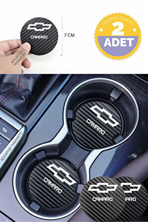 Karbon Desenli Chevrolet Camaro Bardak Altlığı Chevrolet Camaro İç Mekanı İçin Spor 7 cm Tasarımı 2 Adet