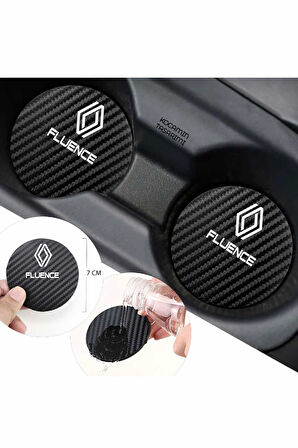 Renault Fluence Siyah Karbon 7 cm Bardak Altlığı Renault Fluence Özel Dayanıklı ve Şık Tasarım 2 Adet