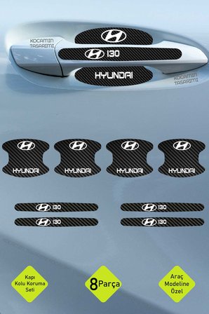 Hyundai i30 Şık Görünüm Sunan i30 Kapı İçi Kolları Karbon Koruma Folyo Seti – 8 Parça Dayanıklı Malzeme