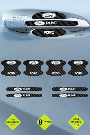 Karbon Desenli Ford Puma Kapı İçi Kolları Koruma Folyo Seti – 8 Parça Dayanıklı, Şık ve Dekoratif Ürün