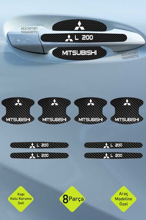 Karbon Desenli Mitsubishi L 200 Kapı İçi Kolları Çizilmelere Karşı Koruma Folyo Seti - Şık Dekoratif Tasarım