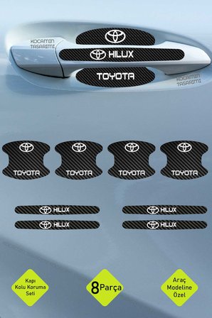 Karbon Desenli Toyota Hilux Kapı İçi Kolları Çizilmelere Karşı Koruma Folyo Seti - Şık Dekoratif Tasarım