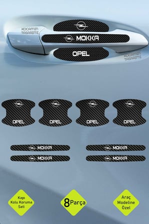 Opel Mokka Karbon Desenli Kapı İçi Kolları Koruma Folyo Seti – 8 Parça Şık Dekoratif Ürün