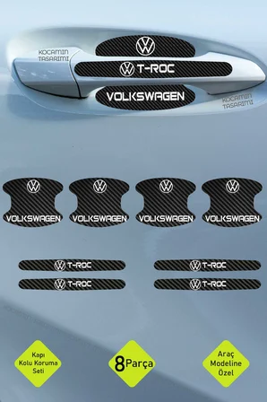 Karbon Desenli Volkswagen T-Roc Kapı İçi Kolları Koruma Folyo Seti – 8 Parça Dayanıklı, Şık ve Dekoratif Ürün
