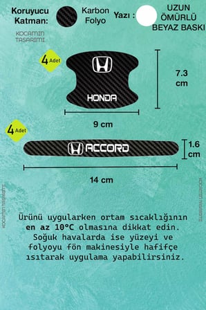 Şık Görünüm Sunan Honda Accord Kapı İçi Kolları Karbon Koruma Folyo Seti – 8 Parça Dayanıklı Malzeme