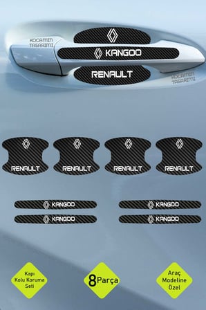 Renault Kangoo Kapı Kolu Karbon Folyo Seti – Kangoo Uyumlu, 8 Parça Çizilmeye Dayanıklı Şık Tasarım