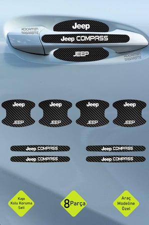 Jeep Compass Karbon Desenli Kapı Kolu Koruyucu Set – Çizilmelere Karşı Dayanıklı ve Dekoratif Tasarım