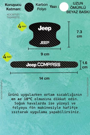 Jeep Compass Karbon Desenli Kapı Kolu Koruyucu Set – Çizilmelere Karşı Dayanıklı ve Dekoratif Tasarım