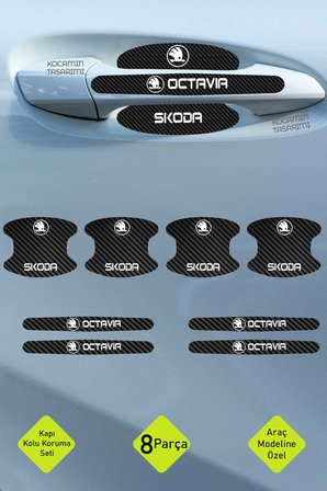 Skoda Octavia Kapı Kolu Karbon Folyo Seti – Octavia Modeline Özel Dayanıklı 8 Parça Koruyucu Ürün