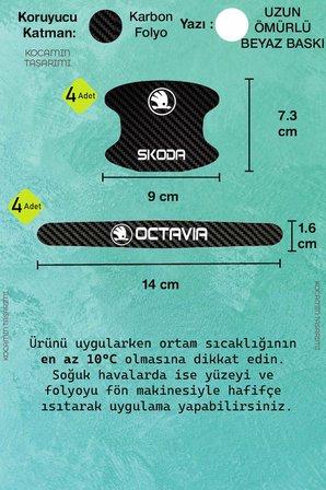 Skoda Octavia Kapı Kolu Karbon Folyo Seti – Octavia Modeline Özel Dayanıklı 8 Parça Koruyucu Ürün